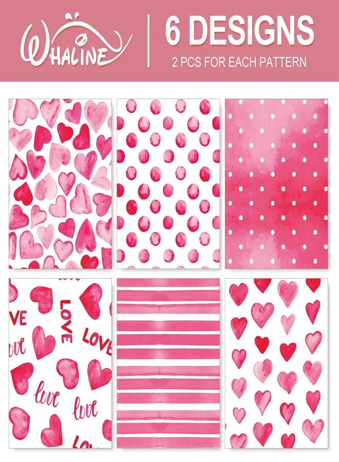 وولاين ورق تغليف هدايا عيد الحب من والين، 12 ورقة، ورق تغليف هدايا وردي اللون بنقشة قلوب الحب، مطوي بشكل مسطح، ورق ألوان مائية، ورق حرفي يدوي الصنع، مناسب لتزيين الحفلات، مقاس 19.7 × 27.6 بوصة - Image 3